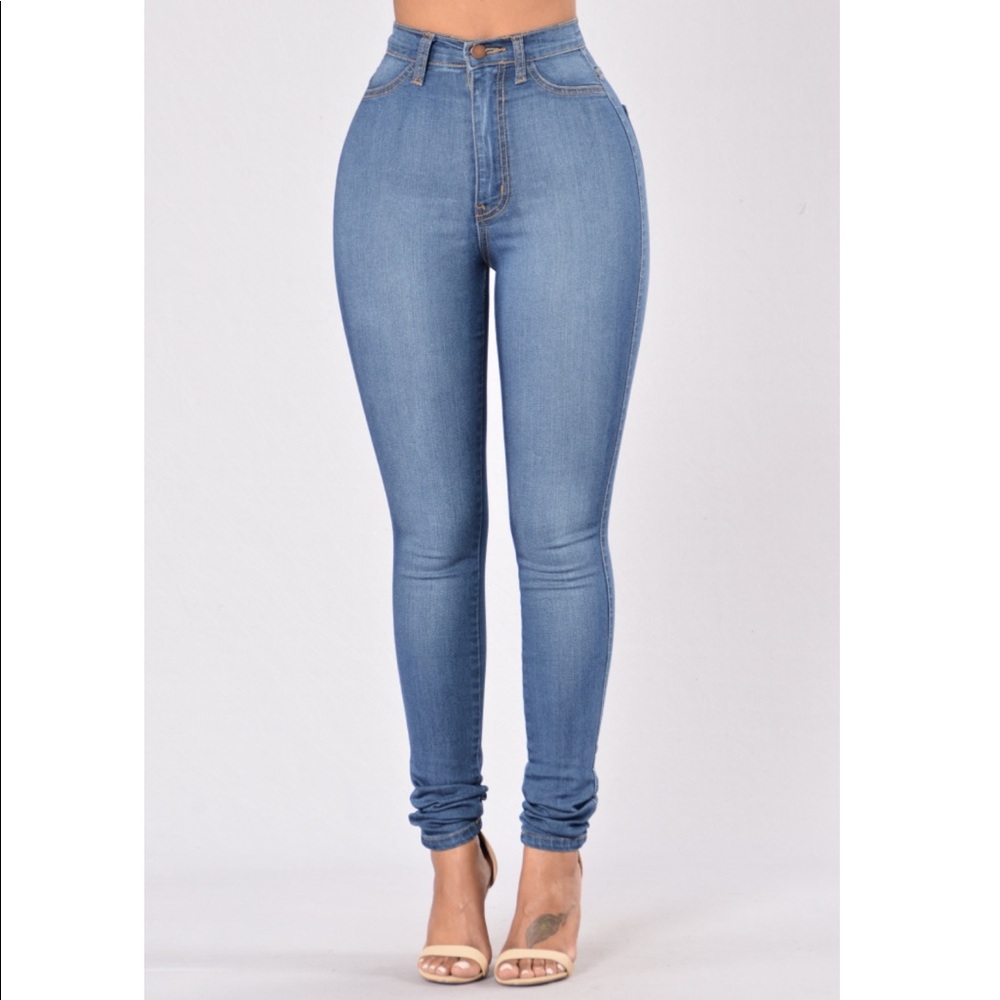 CLASSIC HIGH WAIST SKINNY JEANS - MEDIUM BLUE